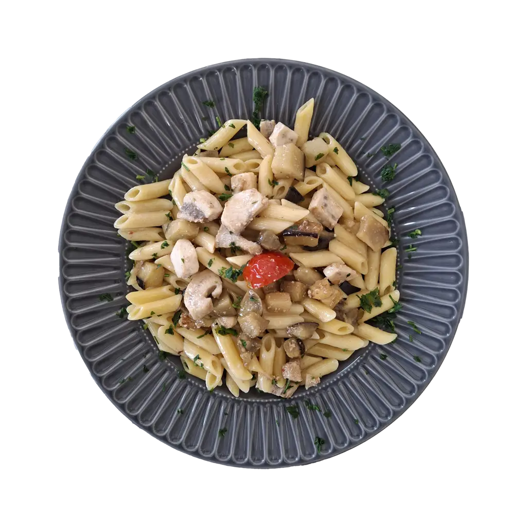 Pennette al pesce spada, melanzane e pachino